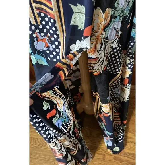 Lulus‎ Women’s Navy Floral Print Maxi Dress Sz S New Short Sleeve Garden Party ￼ - Picture 7 of 14